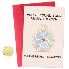 ZyvSyldrin Funny Wedding Card for Bride and Groom, Engagement Card with Map, Newly Weds, Bridal Shower Gifts