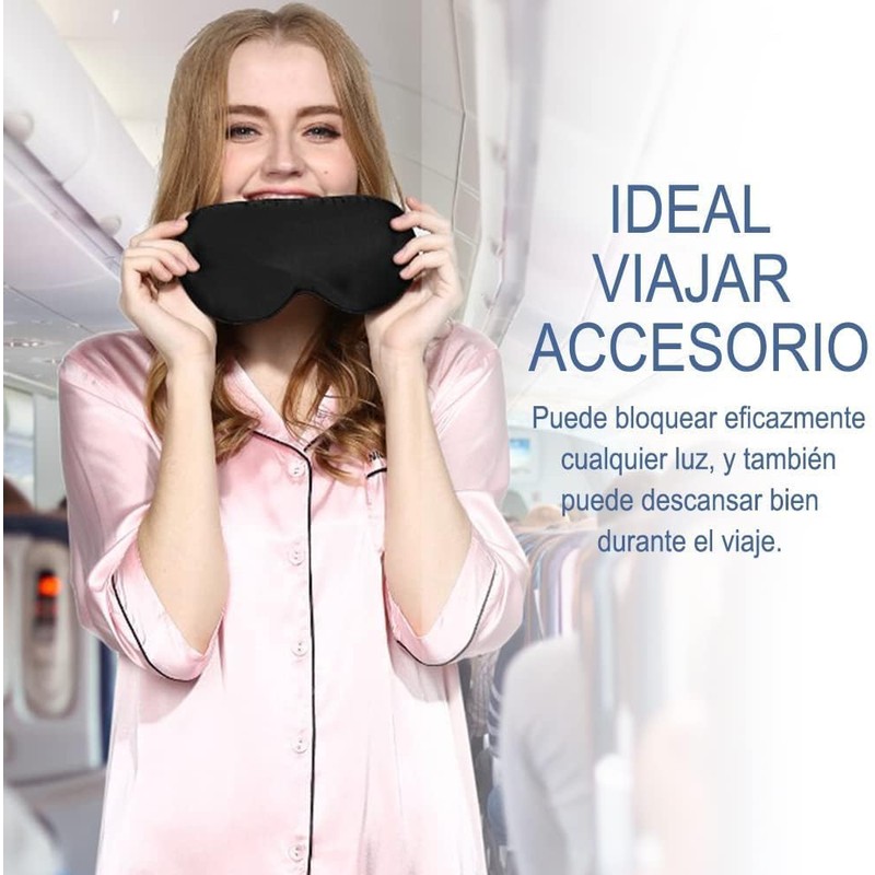 Antifaz para Dormir, Comodidad de Seda Suave Ajustable con Máscara