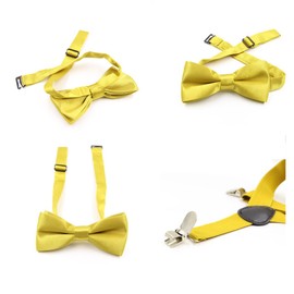 HANERDUN Kids Braces Bowtie Sets Adjustable Suspenders With Bow Ties Gift Idea For Boys And Girls, Black, One Size