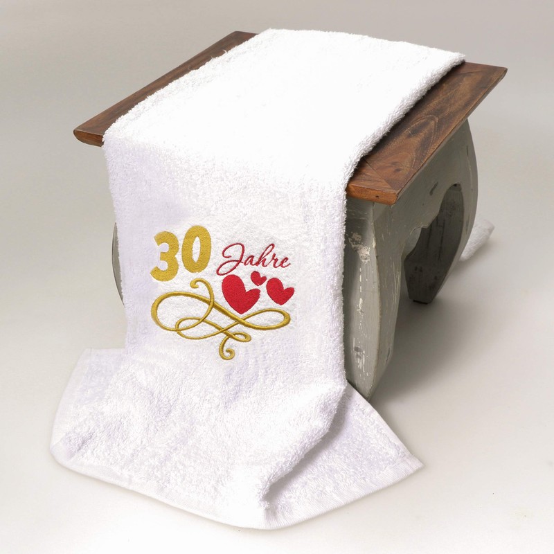 Abc Casa Gift Towel for 30th Birthday with Embroidered Hearts
