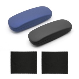 GVSAVY 2pcs Solid Color Glasses Case, 2pcs Glasses Cloth, Unisex Glasses Case, Sunglasses Storage Box, Portable Glasses Case, Hard Shell Glasses Case