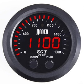 ZHSYMX Exhaust Gas Temperature EGT Gauge Kit 2‑1/16in 52mm Ultra Thin 0‑1800℉ Red LED with Sensor and Dashboard Pod