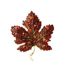 Crystal Maple Leaf Pin Brooch Colorful Rhinestone Plant Pin Delicate Clothing Accessories Wedding Prom Jewelry for Women Men (Red)