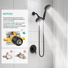 SR SUN RISE 6-Spray Shower Faucet 3-Way Combo Shower Head and Hand Held Shower Separately or Together, Shower Trim Kit Matte Black(Valve Include)