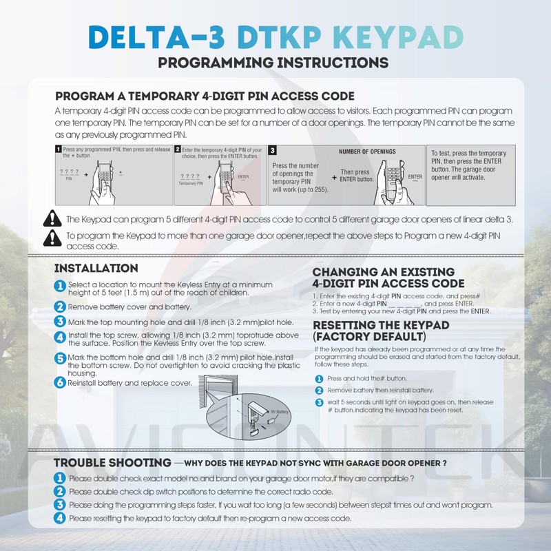 1Pack - Linear Delta 3 DTKP Garage Door Opener Keypad
