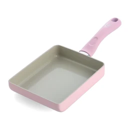 Green Chef Egg Pan, IH Compatible, Ceramic Treatment, Non-Stick on Inside and Outside Surface, Easy Care, Non-Toxic Substances, Earth Color, Quartz Pink
