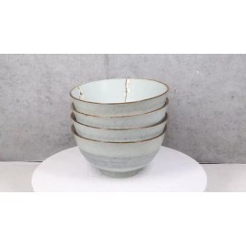 Set Of 4 Japanese Soushun Sakura Cherry Blossoms Porcelain Soup Pasta Bowls 30oz