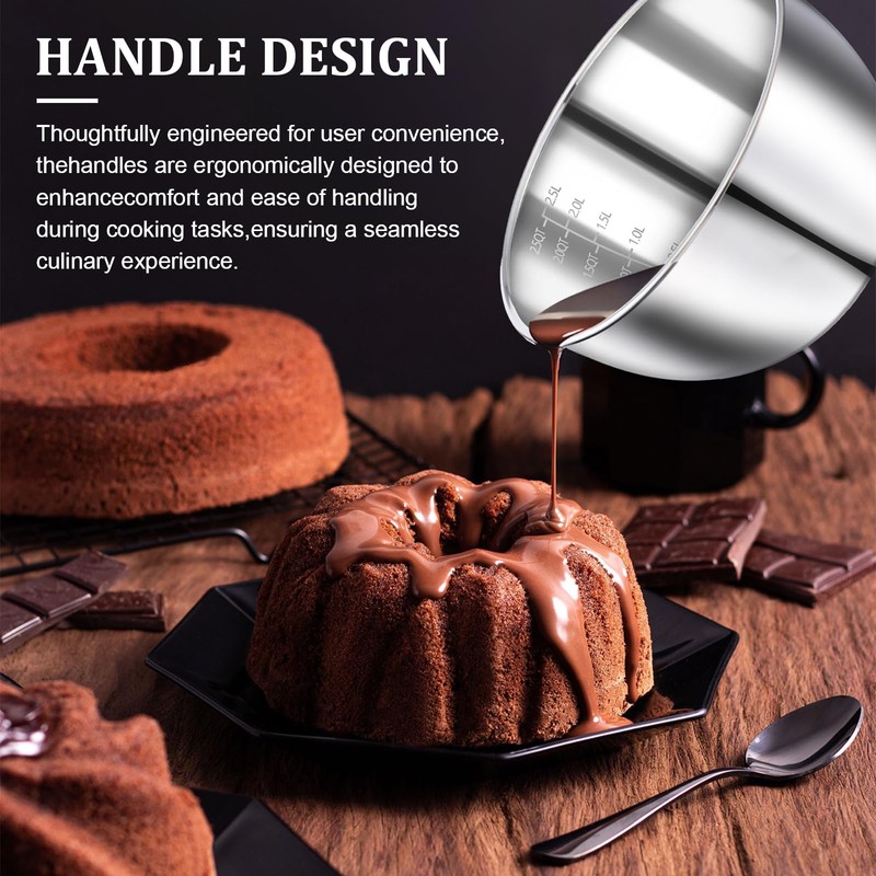 wutfuooo 304 Stainless Steel Double Boiler Set - 2.6QT Melting