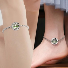 Essential Oil Diffuser Anklet Stainless Steel Aromatherapy Pendant Adjustable Anklet Set for Gift Mother's Day with 11 fillers (Multiple Style Options) XL102-1