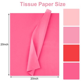 Phinus Tissue Paper, 80 Sheets 20"20" Tissue Paper for Gift Bags, Colored Tissue Paper Bulk for Weddings, Birthday Parties, DIY Crafts, Craft Decorations etc (Pink)