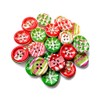 18mm Wooden Christmas Buttons - Snowflake/Tree Xmas Patterns (Pack of