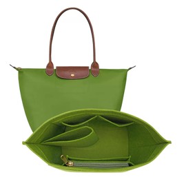 LOUKAYCCI Felt Purse Organizer Insert for Longchamp Le Pliage M Handbag Insert (Forest Green, Medium)