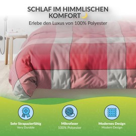 etérea Microfibre Bed Linen 140 x 200 cm, Set of 2 - All Year Duvet Cover - Lola Flowers Bed Linen Set with Pillow 140 x 200 cm + 70 x 90 cm Pillow - Red