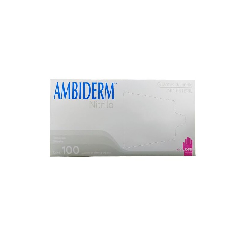 AMBIDERM Guante de Nitrilo Rosa (Extra Chico) 100 Piezas