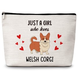 Dog Lover Gift Makeup Bags, Just A Girl Who Loves Dogs Cosmetic Bag, Welsh Corgi Makeup Pouch Gifts for Dog Lovers Pet Owners, Birthday Christmas Gifts for Girls Women Friends -64