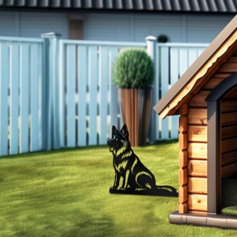 WADORN German Shepherd Metal Yard Art Decor, Dog Animal Silhouette
