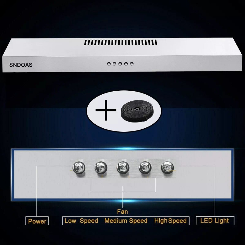 SNDOAS Under Cabinet Range Hood 30 inch Stainless Steel 230CFM