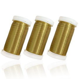 Vocridy Flower Wire 3 x 180 m - Gold-Plated Myrtle Wire Made of Annealed Iron for Floristry & Crafts, Premium Craft Wire for Floral Arrangements and Wedding Decoration, Binding Wire Gold