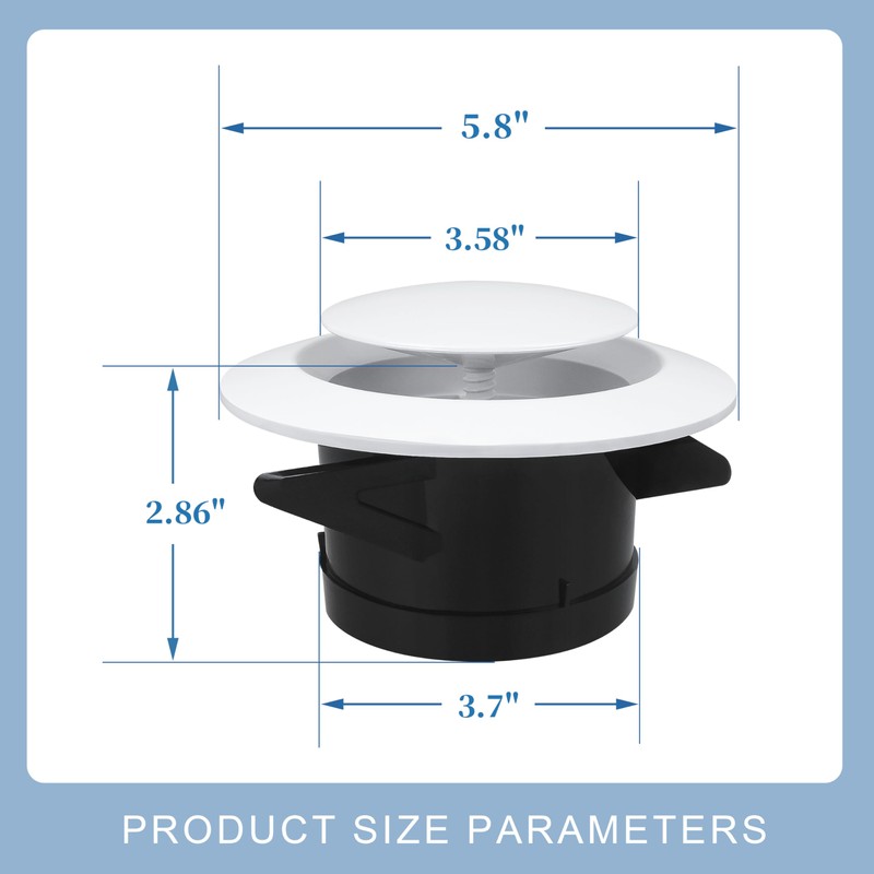 4 Inch Adjustable Air Vent Cover, ABS Round Ceiling Vent