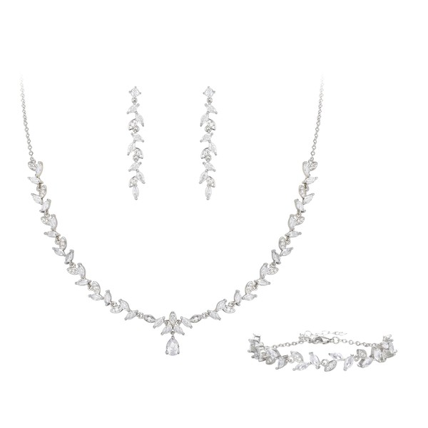 Clearine Wedding Jewellery Set for Bridal Bridesmaid, Marquise Cubic Zirconia
