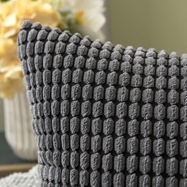MIULEE Pack of 2 Decorative Throw Pillow Covers Soft Corduroy Solid Cushion Case Grey Pillow Cases for Couch Sofa Bedroom Car 18 x 18 Inch 45 x 45 cm