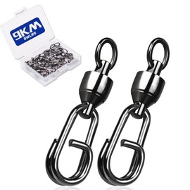9KM DWLIFE Ball Bearing Fishing Swivels Snaps with Oval Split Rings, Power Snaps Quick Change Fishing Lure Rings Connector （5# A-25pcs）