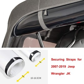 Aochuang Soft Top Straps Back Window for Jeep Wrangler 2007-2019 Roll Up Tie Down Snap Straps Sunrider Strap Kits Black Set 000021 0