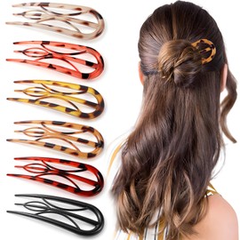 6PCS French Hair Pins for Women, French Pins Hair, Large Hair Styling Pins for Thin Thick Hair, Unique 3 Internal Teeth Hair Sticks Wild Prints-B