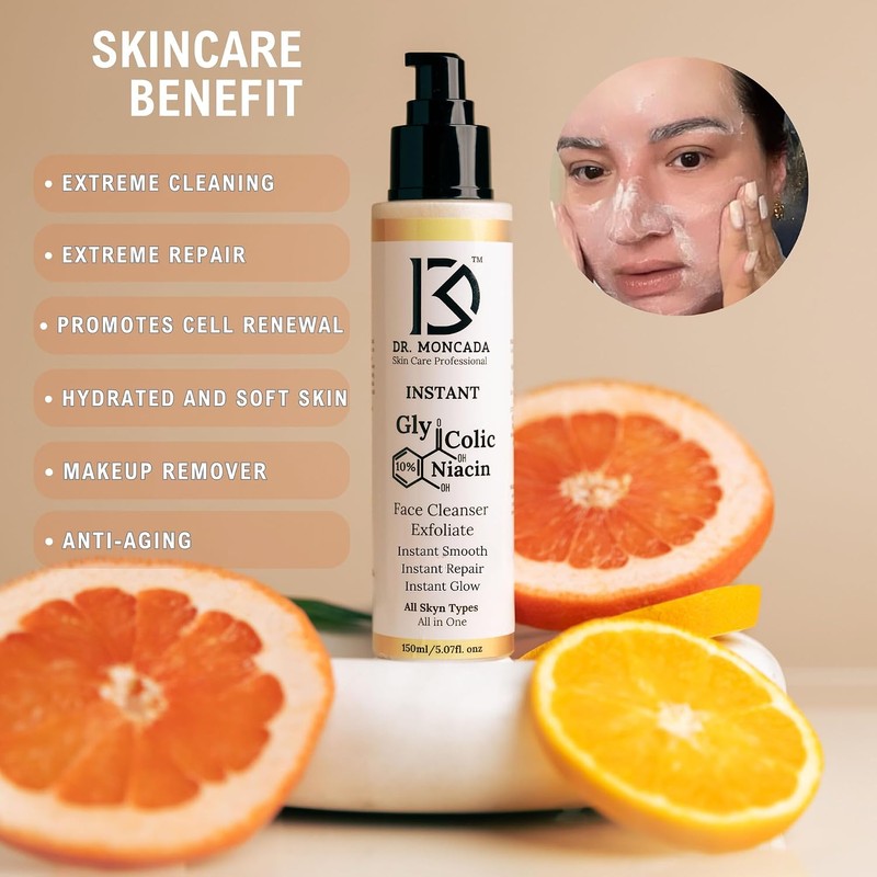 Limpiador Facial Exfoliante con Ácido Glicólico al 10% y Niacinamida