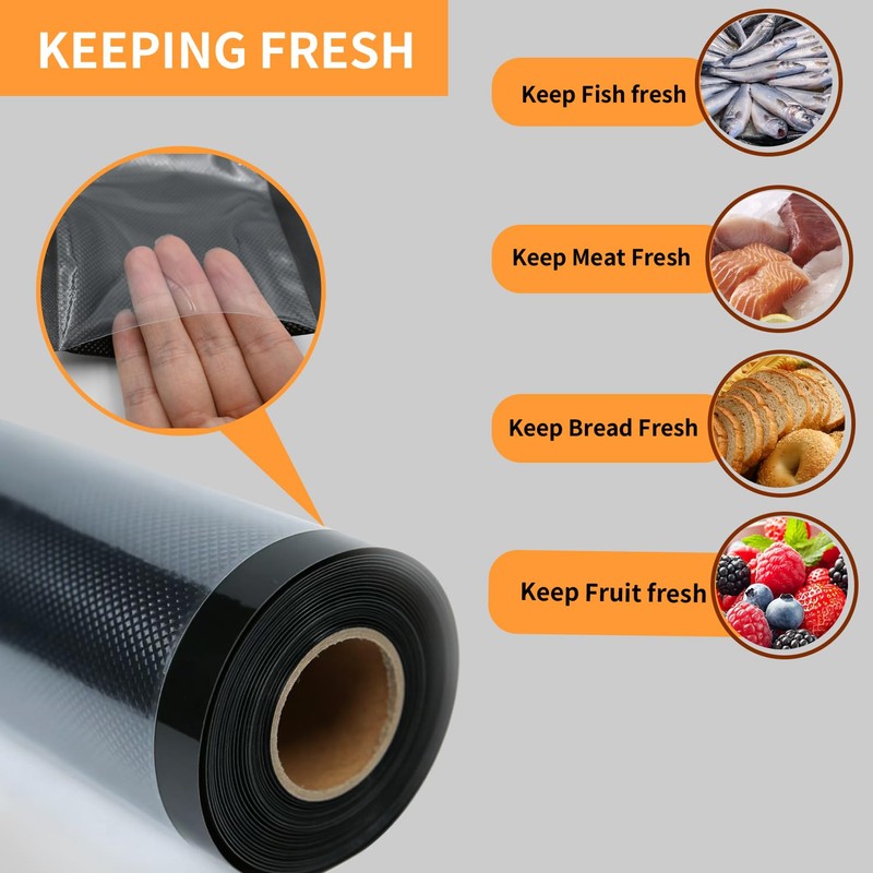 11" x 50' Vacuum Seal Bags Roll Black Clear 5