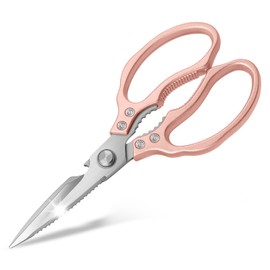 CGBE Kitchen Scissors, Stainless Steel Household Scissors, Heavy Duty, Dishwasher Safe, All-Purpose Scissors, Sharp Cooking Scissors for Kitchen, Chicken, Poultry, Fish, Meat, Herb Silver, Pink Gold