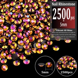 BELLEBOOST 2500pcs 5mm Resin Rhinestones Bulk, Gold Rose AB Flatback Round Jelly Rhinestones Non Hotfix Crystal Gems Large Quantity Wholesale for DIY Crafts Clothes Bottles Face Makeup Manicure