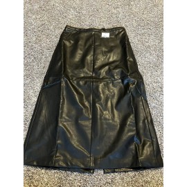 Joe’s womens joes black leather midi skirt with slit size M $218