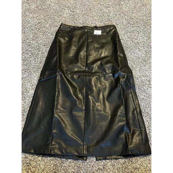 Joe’s womens joes black leather midi skirt with slit size
