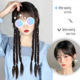 ABOFEISI Sweet & Cool Pearl Boxer Braids: Tie-On Dual Ponytail Hairpiece with Braided Twists