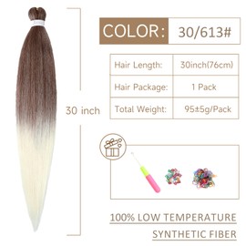 ShowJarlly Braids Extensions, Pre-Stretched Braiding Hair, 30 Inches, 1 Pack/Lot Braid Extensions, Synthetic Hair for Braiding, Professional Soft Synthetic Jumbo Braids Hair (30 Inches, 30/613#)