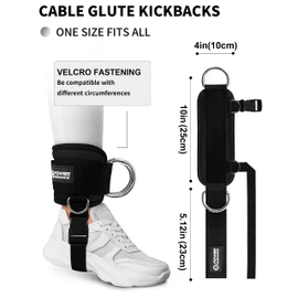POWER GUIDANCE Ankle Strap for Cable Machine Professional Kickback Ankle Strap for Glute Workouts, Leg Extensions - Adjustable Strap with D-Rings