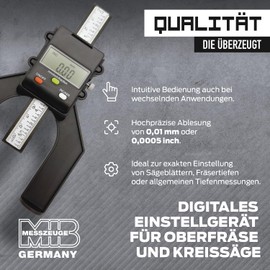 MIB Digital Adjuster for Router or Circular Saw T153 | Precise Saw Blade and Cutter Depth Measurement | Router Accessories | Digital Caliper 0.01 mm | LCD Display | Depth Gauge up to 80 mm