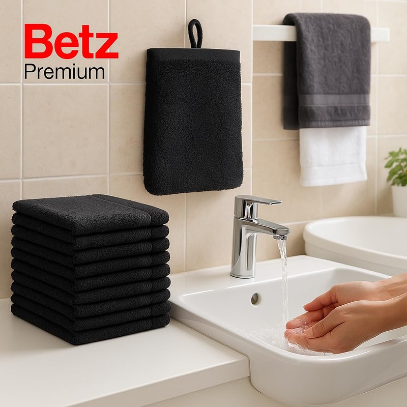 Betz Pack of 10 Wash Glove Mitts PREMIUM 100% Cotton