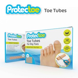 Pack of 5 Protectoe Toe Cushion Tubes, Toe Protectors, Toe Bandage 15cm Length (Big Toe)