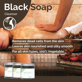 Fatima's Garden Black Soap (Moroccan Beldi Soap) for a 100% Natural Skin Exfoliation, with Eucalyptus - 450 g