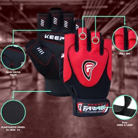 Farabi Weight Lifting Gloves weight training gloves Gym fitness workout Gel straps (Red, Small)