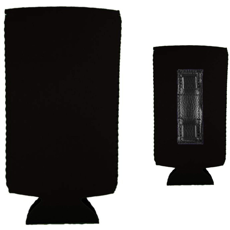 Magnetic Neoprene Collapsible Slim Can Coolie (Black, 2)