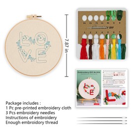 Loyisal Embroidery Kit for Beginner Adults, Adult DIY Hand Embroidery Set, Ideal for Valentine's Day and Home Decorations (Love B)