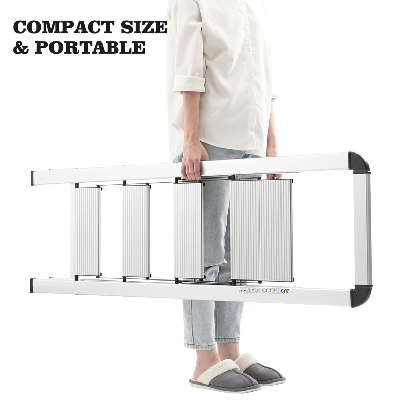 KINGRACK Aluminium 4 Step Ladder, Lightweight Step Stool with Non-Slip