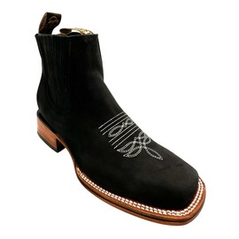 The Western Shops Men's Square Toe Ankle Western Boots (11.5,Black)