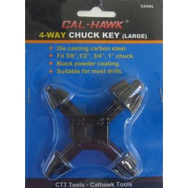 4-Way Chuck Key Large for Drill Presses 3/8", 1/2", 3/4", 1"