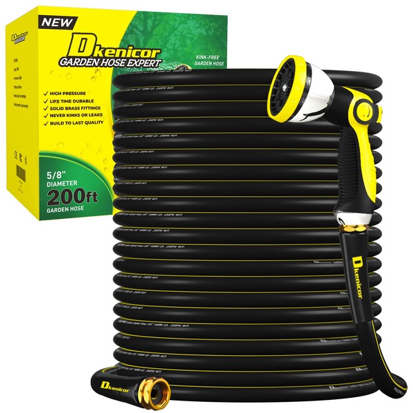 Garden Hose Set 200FT Heavy-Duty Premium 5/8' Rubber 3-Layer Water