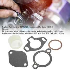 Aramox Thermostatic Gasket for MerCruiser, Thermostat Kit 807252Q5 with Sleeve 160° 4.3L 5.0L 5.7L 7.4L 8.2L 19