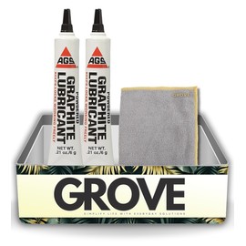 AGS Graphite Lubricant Powder 0.21 oz Bundle with Microfiber Cloth - Extra Fine Dry Powder Lubricant for Metal, Wood, Plastic, and Rubber - Odorless, Non-Toxic, Year-Round Protection - (3 Items)